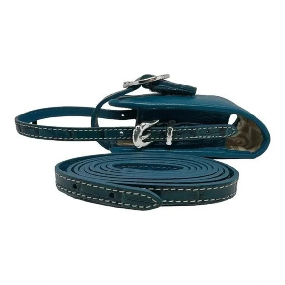 Brighton Cell Phone Holder Blue Croc Pebble Leather with 2 straps​​‎ - Picture 5 of 8